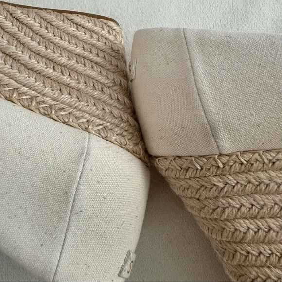 NWOT Toms Michelle Canvas Espadrille Peep Toe Wedge Pump in Natural Size 8.5 - Picture 15 of 16